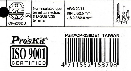 Imagen 5 de 7 de Mordaza Proskit Cp-236du Terminal D-sub V.35 Awg 14-22