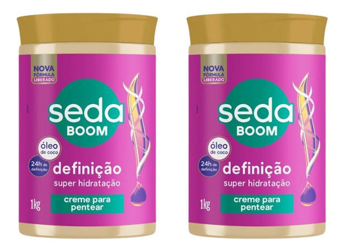 Creme De Pentear Seda Boom Definiçao 1kg - Kit Com 2un