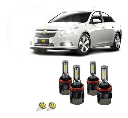 Kit Super Led Alto Baixo Milha Gm Cruze C/ Canceller Canbus