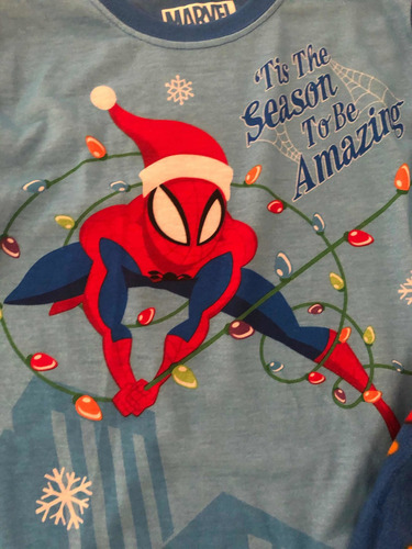 Spiderman Pijama Navidad Nilños Azul