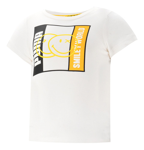 Remera Urbana Puma Smiley World Niño En Blanco