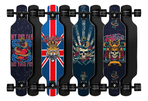 Skate Longboard Simétrico Montado Abec 15 Pronto Para Andar