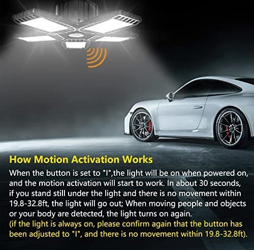 Luz Led Garaje Sensor Movimiento Lm Superbrillante Para