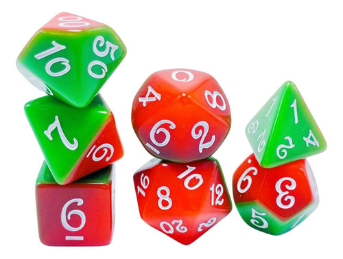 2 Juego De Dados De 7 Piezas Juego De Dados De Rojo Verde