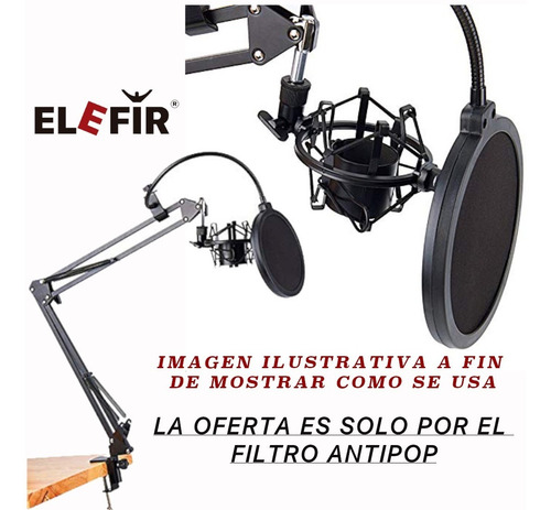 Filtro Antipop Elefir P/ Microfono Condenser Estudio Vivo