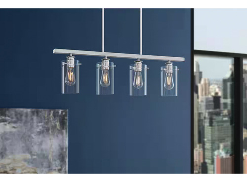 Lampara De Techo Colgante De Cocina Lineal 4 Luces Estructura Gris