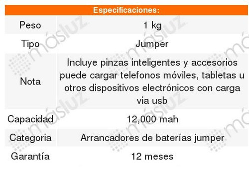 Arrancador De Baterias Jumper 12000 Mah Mikels Mikels