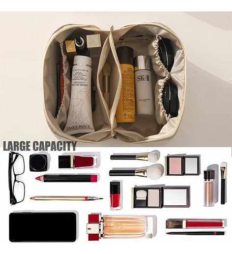 Cosmetiquera Amplia Con Monedero De Regalo Varios Colores Beige Lisa