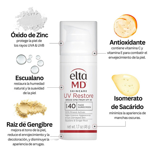 Bloqueador Protector Solar Uv Restore Elta Md Restaura Piel