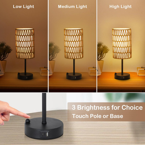 Lámpara De Mesa Táctil Para Dormitorio Con Foco Lámpara De E