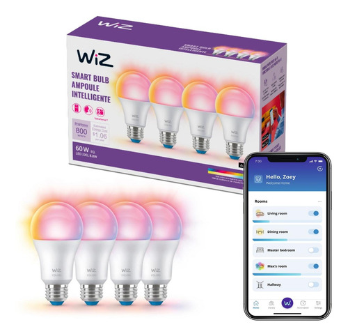 4 Focos Inteligentes Wiz Led Multicolor 60w