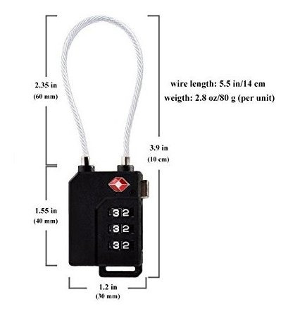 Candado Seguridad Tsa 3 Digito Para Equipaje Negro