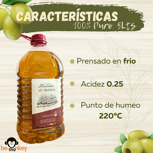 Aceite De Oliva 100% Puro Español 5 Lts. Haciendas de Andalucia