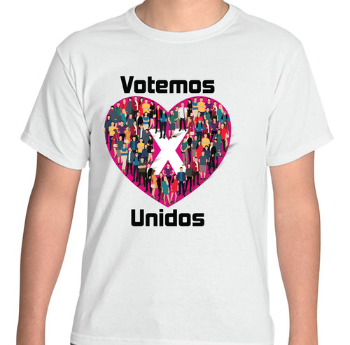Playera Diseño Votemos Unidos - Corazón Rosa - Votar - 02