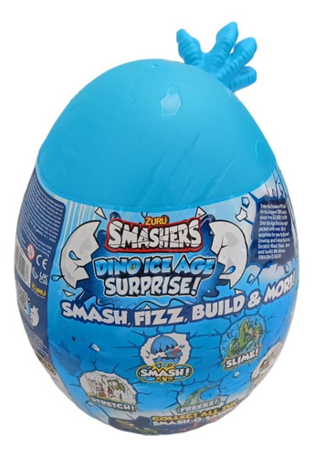 Zuru Smashers Raptor Dino Ice Age Huevo 20 Sorpresas Azul