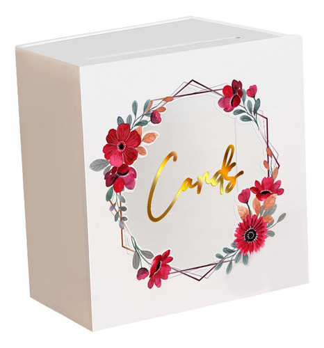 Caja De Tarjeta De Acrílico De Boda Con Estampado Floral De