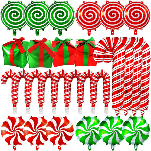 Globos Navideños De Aluminio, 32 Unidades, Globos En Espiral