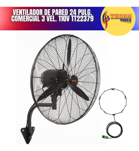 Ventilador De Pared 24 PuLG. Comercial 3 Vel. 110v Tt22379 Estructura Negro Aspas Negro Diámetro 24 " Frecuencia 60 Hz Material de las aspas Metal