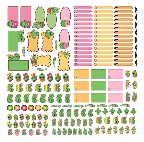 Imagem 2 de 3 de Etiquetas Escolares Personalizadas Cactos 182un