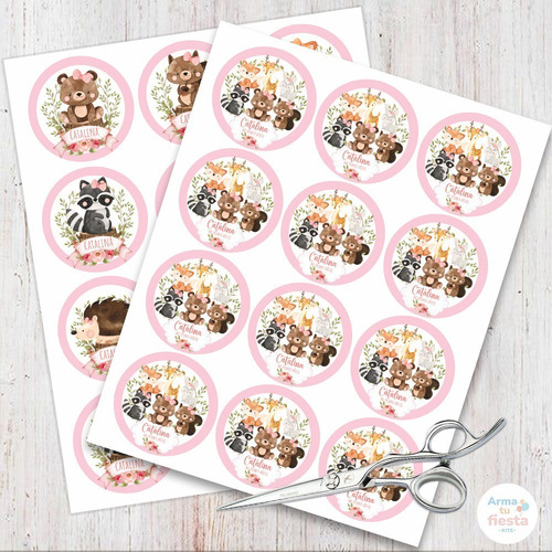 Kit Imprimible Animales Del Bosque Rosa Texto Editable