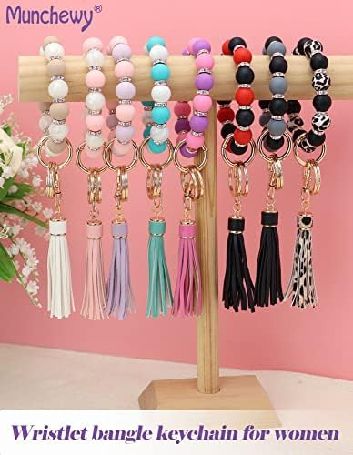 Llavero De Silicona Para Mujer, Pulsera Elástica Con Cuentas