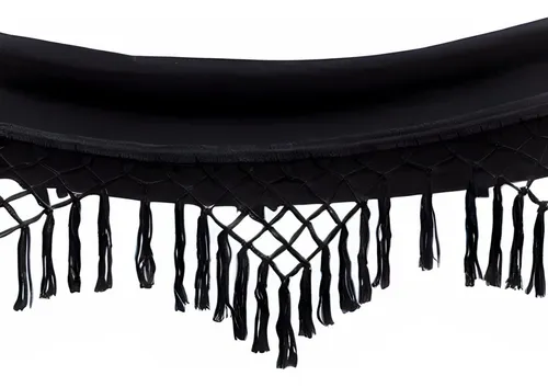 Hamaca Paraguaya Silla Colgante reforzada Jardín Con Flecos Bolso Y Soga IMBACK Color Negro