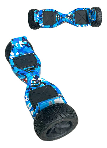 Hoverboard Off Road Skate Elétrico 8.5 Bluetooth Com Led Azul Camuflado