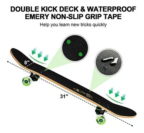 Patinetas para adolescentes y niñas, patinetas para adultos, 8 capas de 31  pulgadas, arce canadiense doble patada cóncavo Cruiser Trick Skate Board