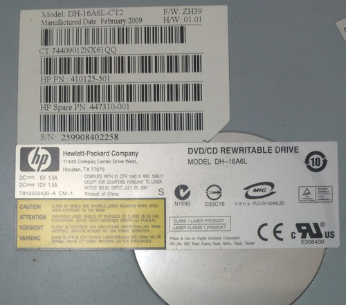 Imagem 4 de 5 de Gravadora E Leitor De Cd Dvd Hp Mdl: Dh-16a6l-ct2 Sata