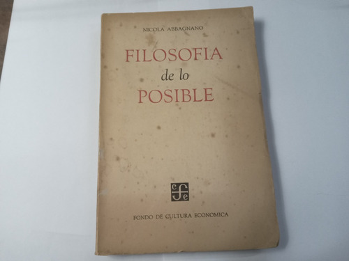 Libro Filosofía De Lo Posible     Nicola Abbagnano