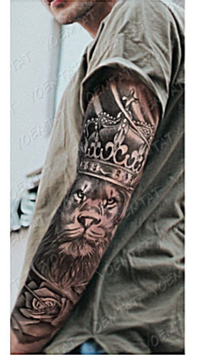 Tatuaje falso Tatuaje falso de la corona del rey león, color súper real, color tigre