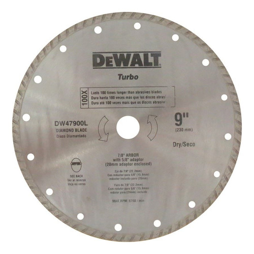 Disco Diamantado Dewalt 230mm Turbo - Ynter Industrial