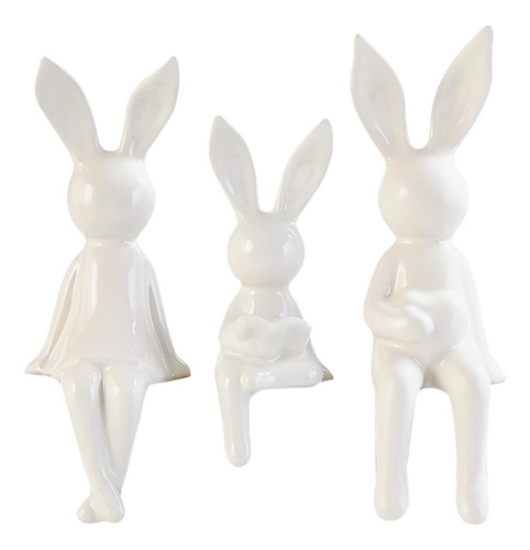 3 Uds Estatuas De La Familia De Conejos Figuritas Figuras De