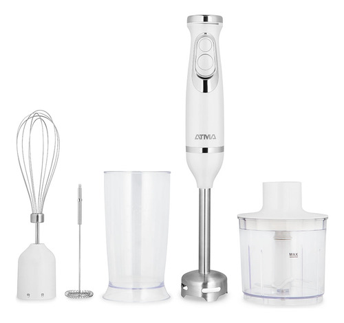 Licuadora De Mano Atma 600w Con Batidor, Espumador Y Chopper - Blanco