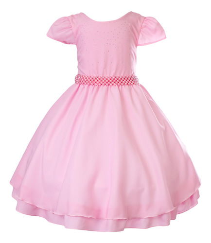 Vestido Infantil Juvenil Princesa Rosa Aurora Formatura Luxo