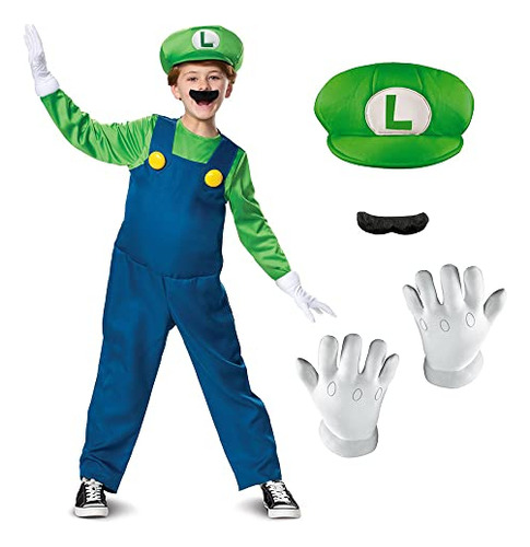 Disfraz Disguise Nintendo Luigi Deluxe Para Niño, Color Verd