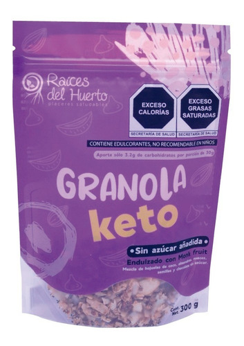 Imagen 1 de 5 de Granola Keto Chocolate 300g 3.2 G Carbs / Raíces Del Huerto
