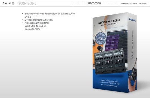 Imagen 6 de 8 de Zoom Gce-3 Guitar Lab Circuit Emulator Interface De Guitarra