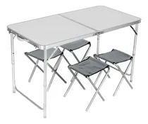 Comprar Mesa Plegable Aluminio Camping Con 4 Bancos Valija Playa Color Plateado
