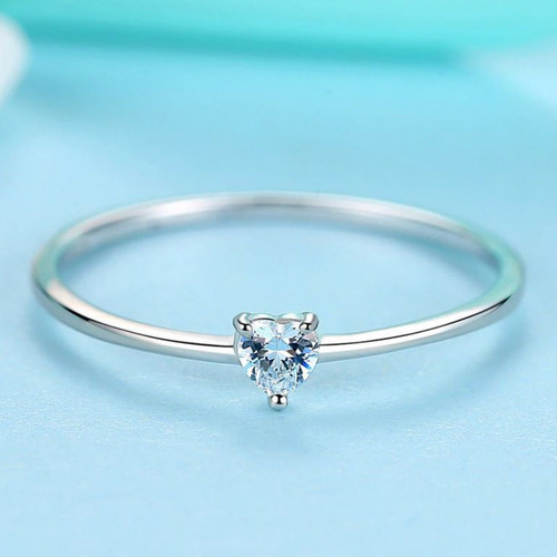 Imagem 5 de 8 de Anel Solitário Zirconia Coração Pura Prata 925 - Exclusivo