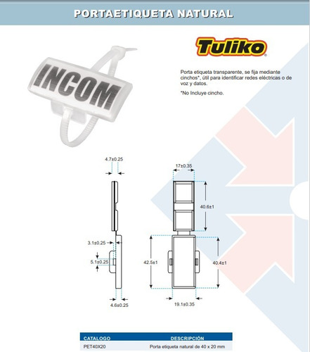 Imagen 6 de 7 de Porta Etiqueta Para Cincho Natural De 40 X 20mm, (100 Pzas)