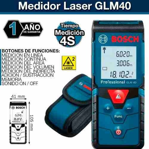 Imagen 2 de 10 de Medidor De Distancia Laser Glm 40 Bosch Profesional +estuche