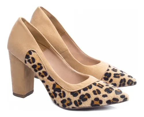 Scarpin animal hotsell print salto grosso