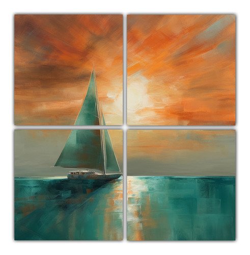 40x40cm Cuadro Decorativo Elegante Velero Navegando Horizont