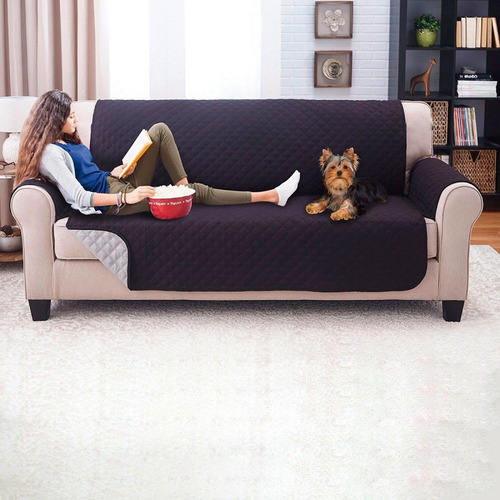 Imagen 1 de 1 de Protector De Sofa 3 Puestos Doble Faz Chocolate - Camel