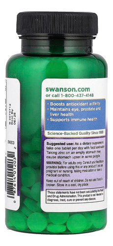 Gluconato De Zinco 30mg Swanson 250 Tablets Importado