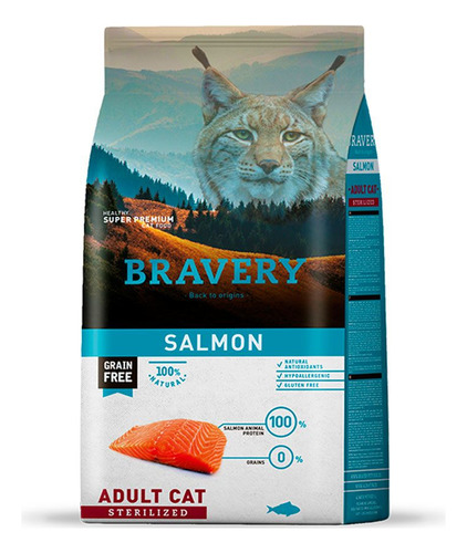 Bravery Salmón Sterilized Gato Adulto 2kg