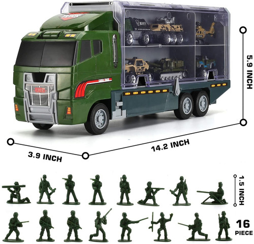 Juego De Camión Militar 26 En 1 Con Soldado Para Hombre, Min