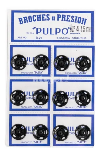Broche A Presión Marca Pulpo Tira N°4 De 15mm X 12 Unidades