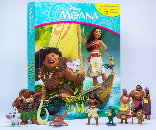 Livro Moana Aventuras Do Mar Com 10 Miniaturas Cenário Gigante Disney Capa Dura Em Português Editora Melhoramentos 2016